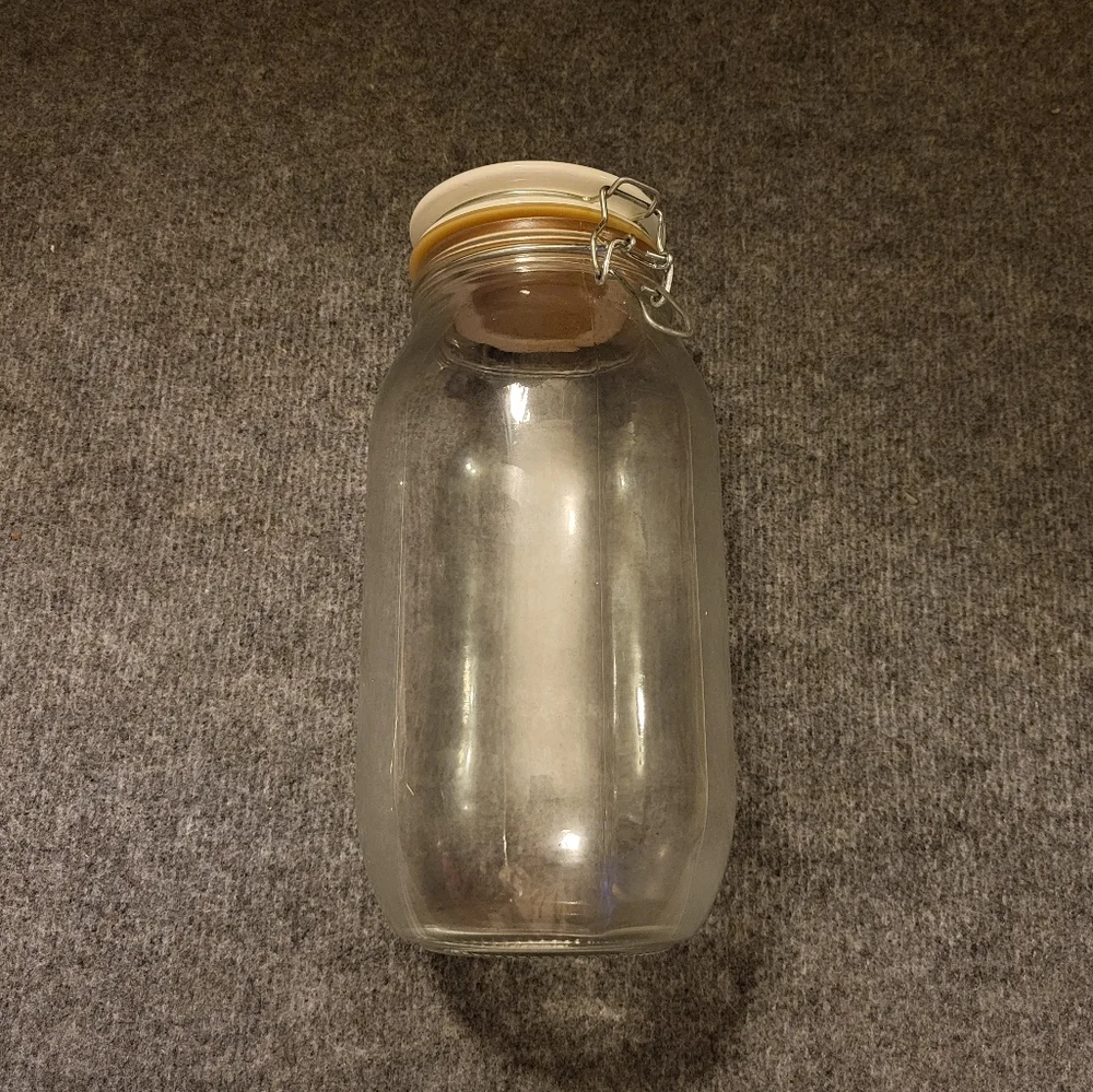 HOLIDAY Glass storage jar.  CHRISTMAS TREE TOP.  HINGED